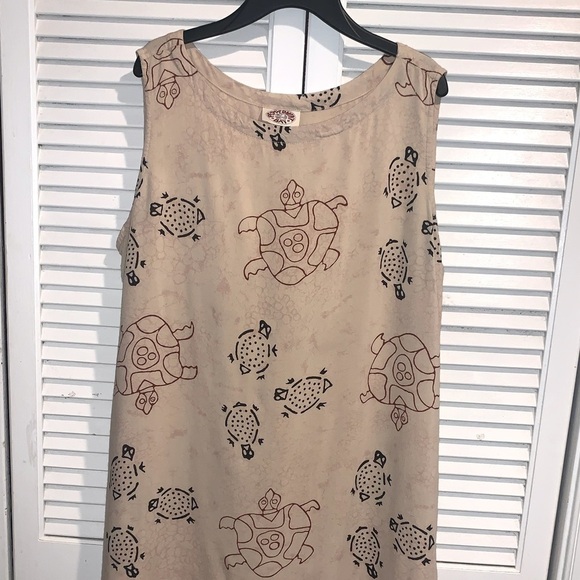 Vintage Peppermint Bay Turtle Rayon dress with net open coverup sweater Large - Picture 9 of 11